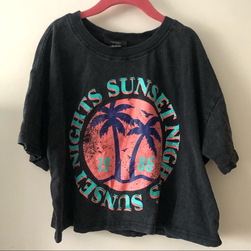 Black cropped tee size small